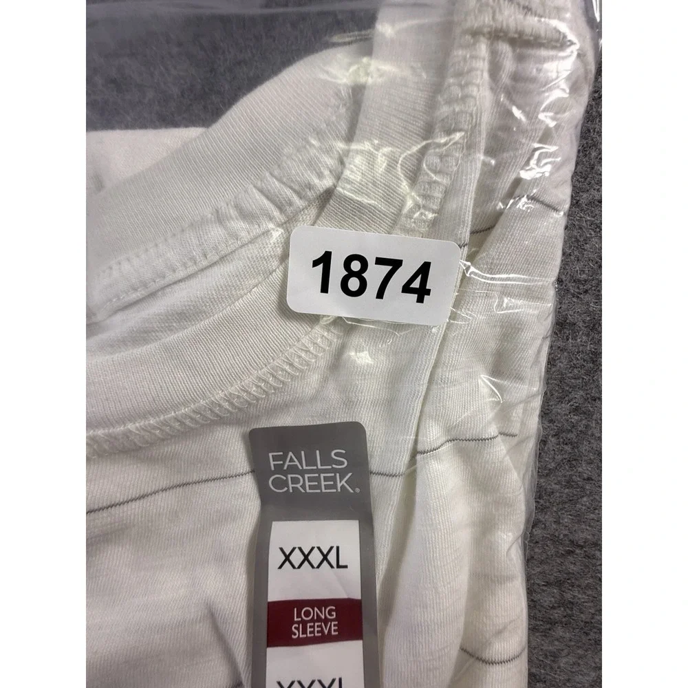 Fall Creek Long Sleeve Pullover T-Shirt Mens 3XL Off White W Grey Stripe NWT‎